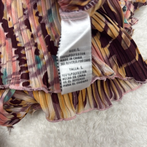 Brown and Orange Ruched Bell Sleeve Blouse - Picture 6 of 9